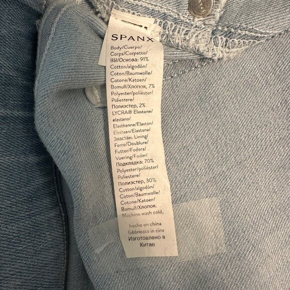 Spanx Womens Mid-Rise Light Wash Blue Denim Flare Pull On Jean Size M - Picture 8 of 10
